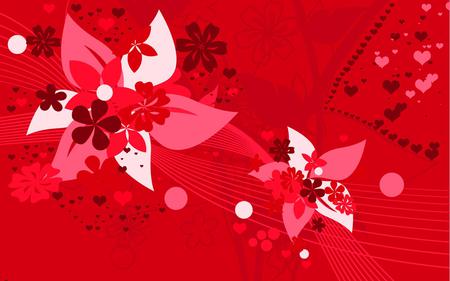 Red - flowers, hearts, red, abstract