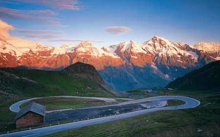 Austrian mountains - road, windows7theme, austria, mountains