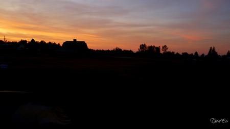 Sunset on the barn - farm, sky, sunset, widescreen, washington, country, barn