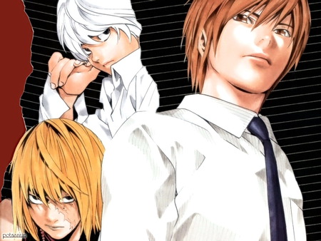 Mello,near and Light - enemy, note, shinigami