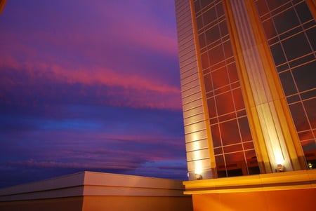 Building on night time - skyscraper, sky, building, clouds, lights