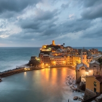 lovely small seaside town in evening hdr