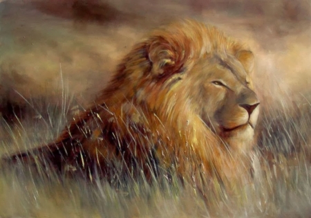 Painting - abstract, lion, animal, painting