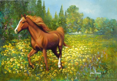 Painting - painting, art, abstract, horse