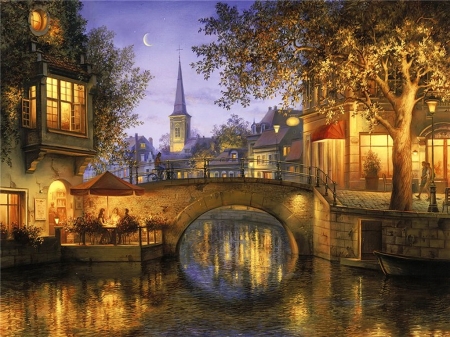 Beautiful night - france, magic, beautiful, splendor, bridge, colors, night, colorful