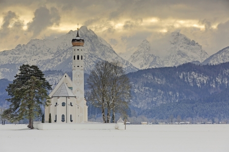 church in winter - nature, bavaria, snow, temples, alps, winter, germany