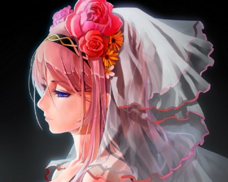 Bride - veil, bride, anime, woman