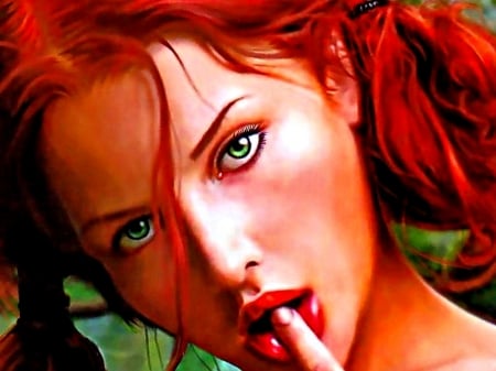 I Was Wondering - women, green eyes, redhead, sexy