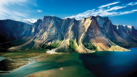 Mountain View - sky, lake, mountain, grass