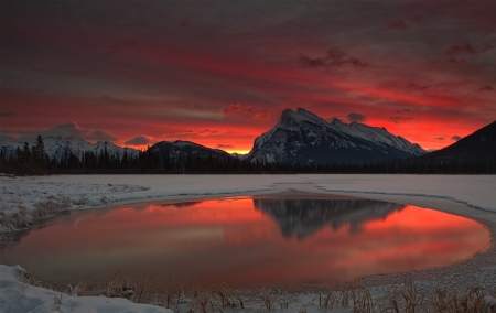 Mountain Lake - lake, nature, mountain, night