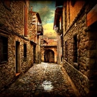 stone street in bellver de cerdanya spain hdr