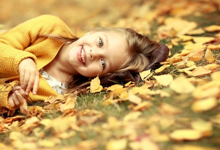 Girl - leaves, girl, cute, autumn