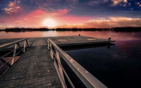 Dock Sunset - Sunset, nature, Dock, 2015, lake