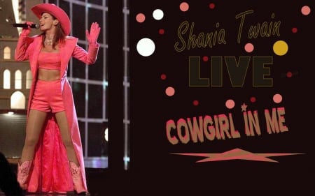 Cowgirl Shania - girls, famous, women, style, fun, models, female, fashion, cowgirls, country music, boots, hats, brunettes, shania twain, western, pink