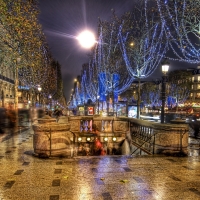 subway entrance in paris during christmas hdr