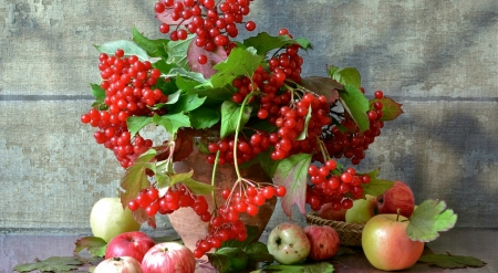 Still Life - food, berries, apples, fruits