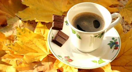 Autumn - leaves, chocolate, maple, coffee beans