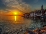 magnificent sunset over rovinj croatia hdr