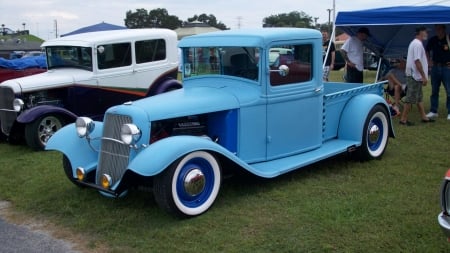 Ford Hotrod Truck - classic, whitewalls, pickup, blue