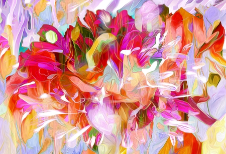 Flowers - red, flower, pink, art, white, pictura, orange, texture, painting