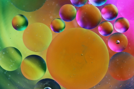 Water bubbles - glass, water, colorful, bubbles, luminos, pink, blue, green, orange, texture