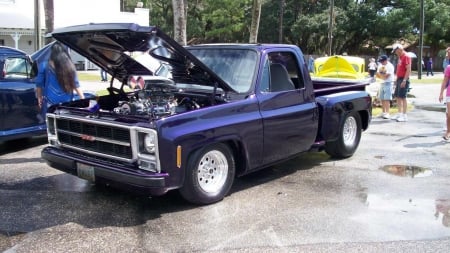 Chevy Stepside Pro  Street - purple, classic, motor, gm