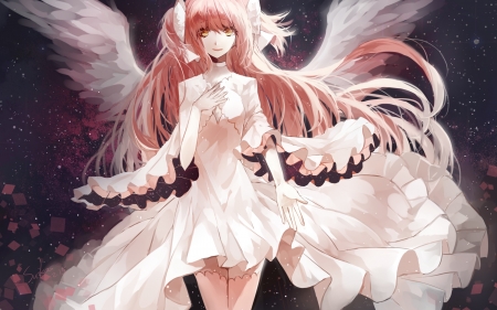 Mahou Shoujo Madoka Magica - pink hair, anime, wings, mahou shoujo madoka magica