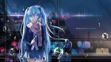 Mukashi no Fukei - bubbles, hatsune miku, anime, vocaloid