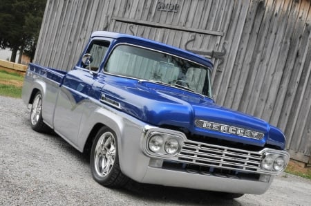 1959-Mercury-M-1 - silver, classic, truck, blue