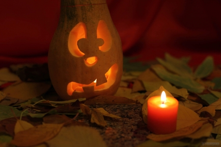 Anxious Pumpkin - candle, halloween, light, artwork