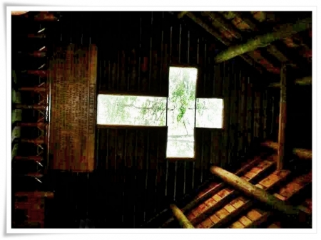 Inside the Little Chapel in the woods. - forest, michigan, chapel, log building, history