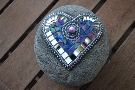 Rock Heart - mosaic, purple, rock, heart