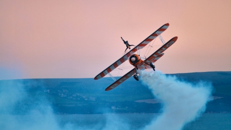 Biplane Stunt Walker F - scenery, beautiful, photography, stunt walker, photo, biplane, architecture, wide screen