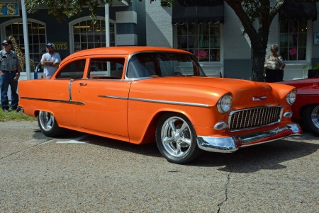 *55 Chevrolet - orange, bowtie, classic, gm