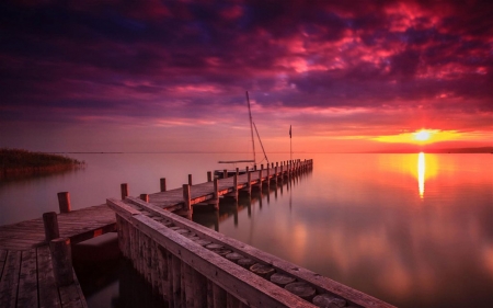 purple sunset - nature, purple, ocean, sunset