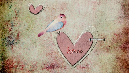 Vintage - love, bird, heart, vintage