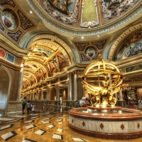 fountain in the lobby of the venetian hotel hdr