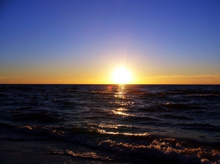 Sea Sunset - nature, sunset, sea, reflection