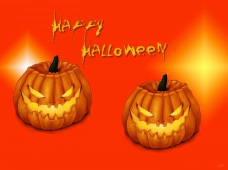 Happy Halloween - pumpkins, facec, fall season, light