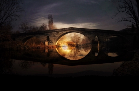 Great Shot - river, sonset, water, bridge