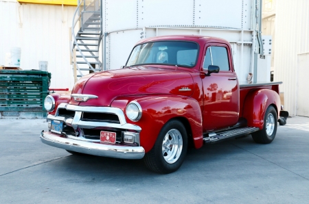 1954-Chevrolet-3100 - Bowtie, Red, Truck, Classic