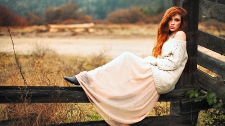 Cowgirl On A Fence . . - style, western, redheads, fence, ranch, cowgirls, boots