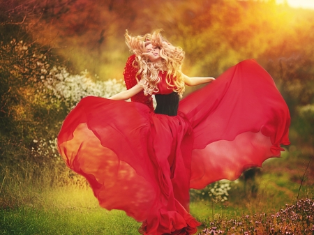 Autumn Dance - autumn, model, girl, blonde, dance