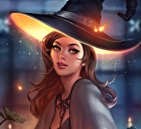 Pretty Witch - Witch, Halloween, Art, Hat