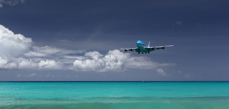 Sint Maarten path - sint maarten, plane, sea, clouds