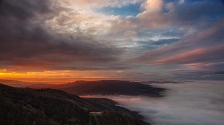 Amazing Sunset - clouds, sea, sunset, beach