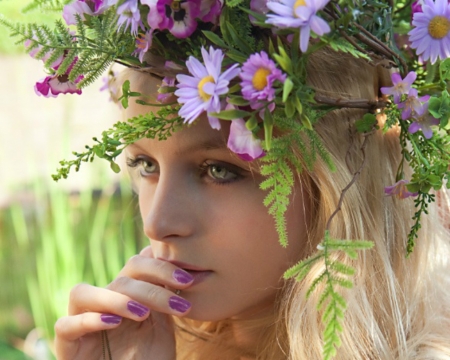 Pretty Face - flowers, face, woman, model