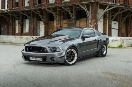 2010-Ford-Mustang-Twin-Turbo-1000hp - ford, twin turbo, cowl hood, gray