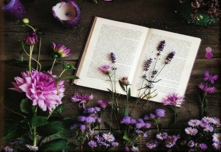 ã€âœ¿ã€‘ - table, candle, flowers, book