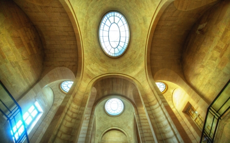 skylights in tall stone ceilings - skylights, ceilings, tall, stones, hall